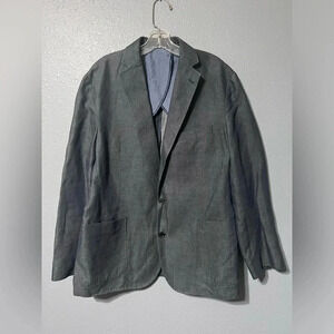 Hart Schaffner Marx Blazer Suit Jacket Sport Coat Linen Blend Blue EUC 44
